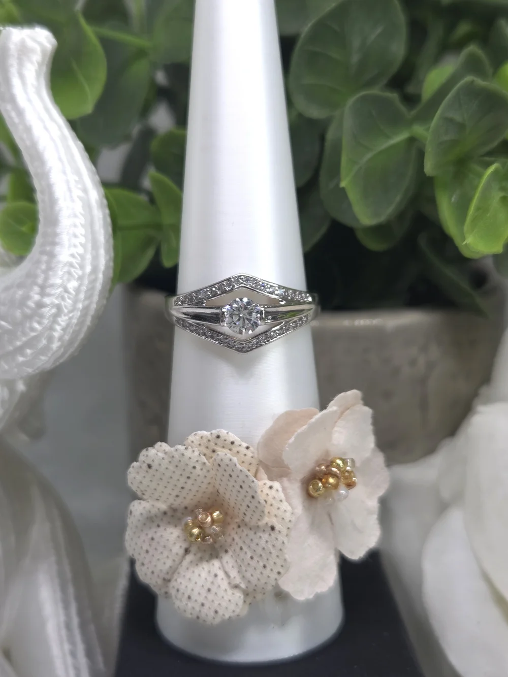 Sterling Silver White CZ Halo Engagement Ring - Classic Sparkle